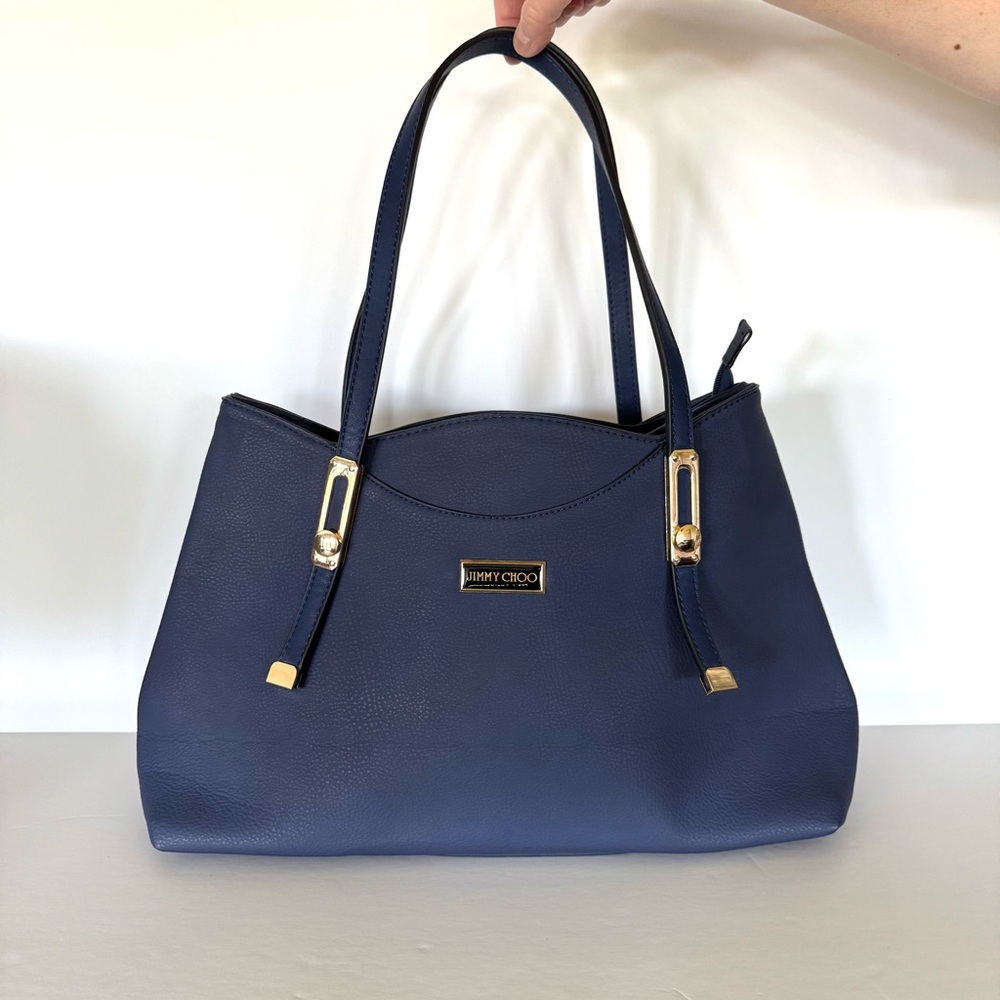 Jimmy Choo Blue Leather Purse / Handbag with Zipped Interior